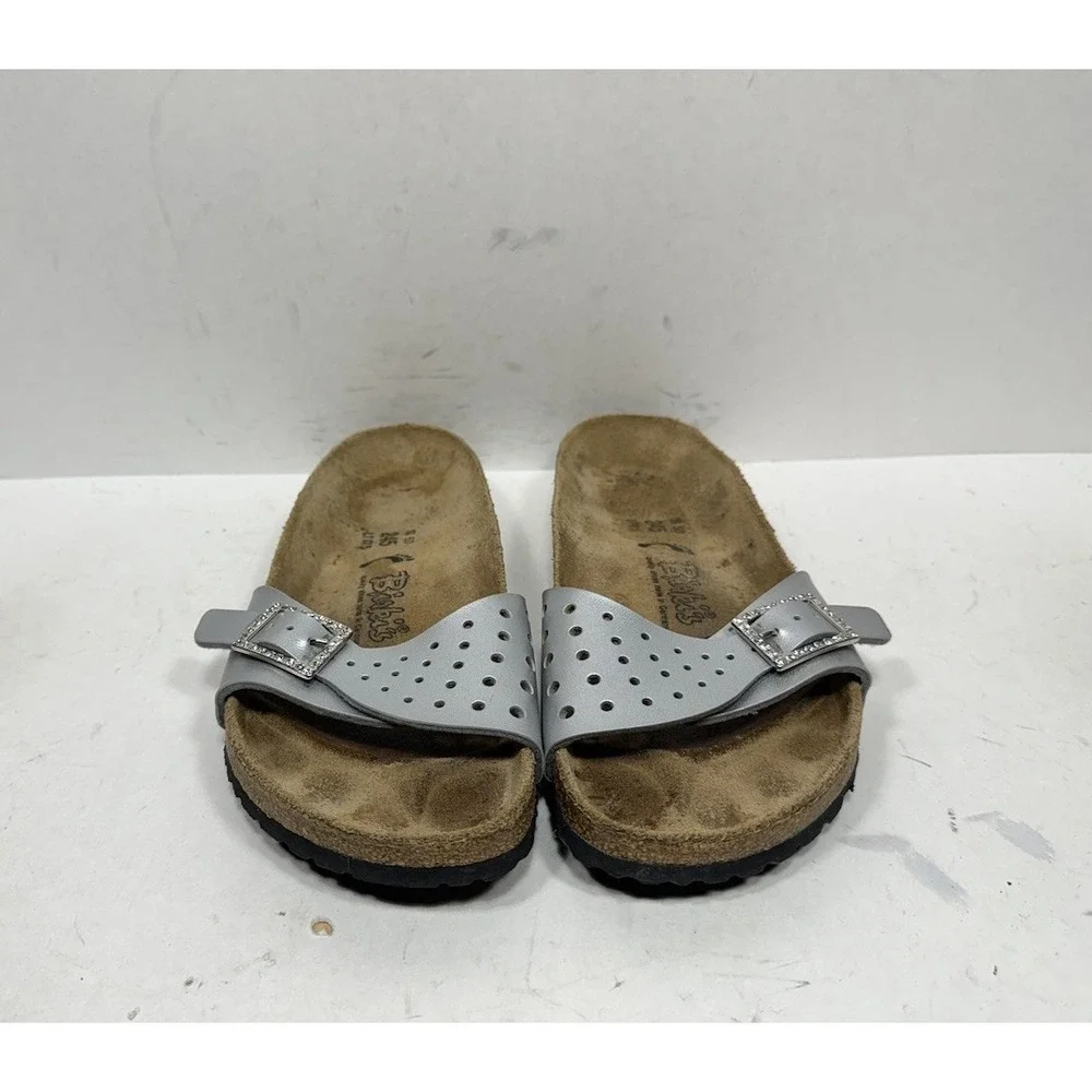 Birkis By Birkenstock Silver Rhinestone‎ Madrid Sandal Women's Size 7 N / 38